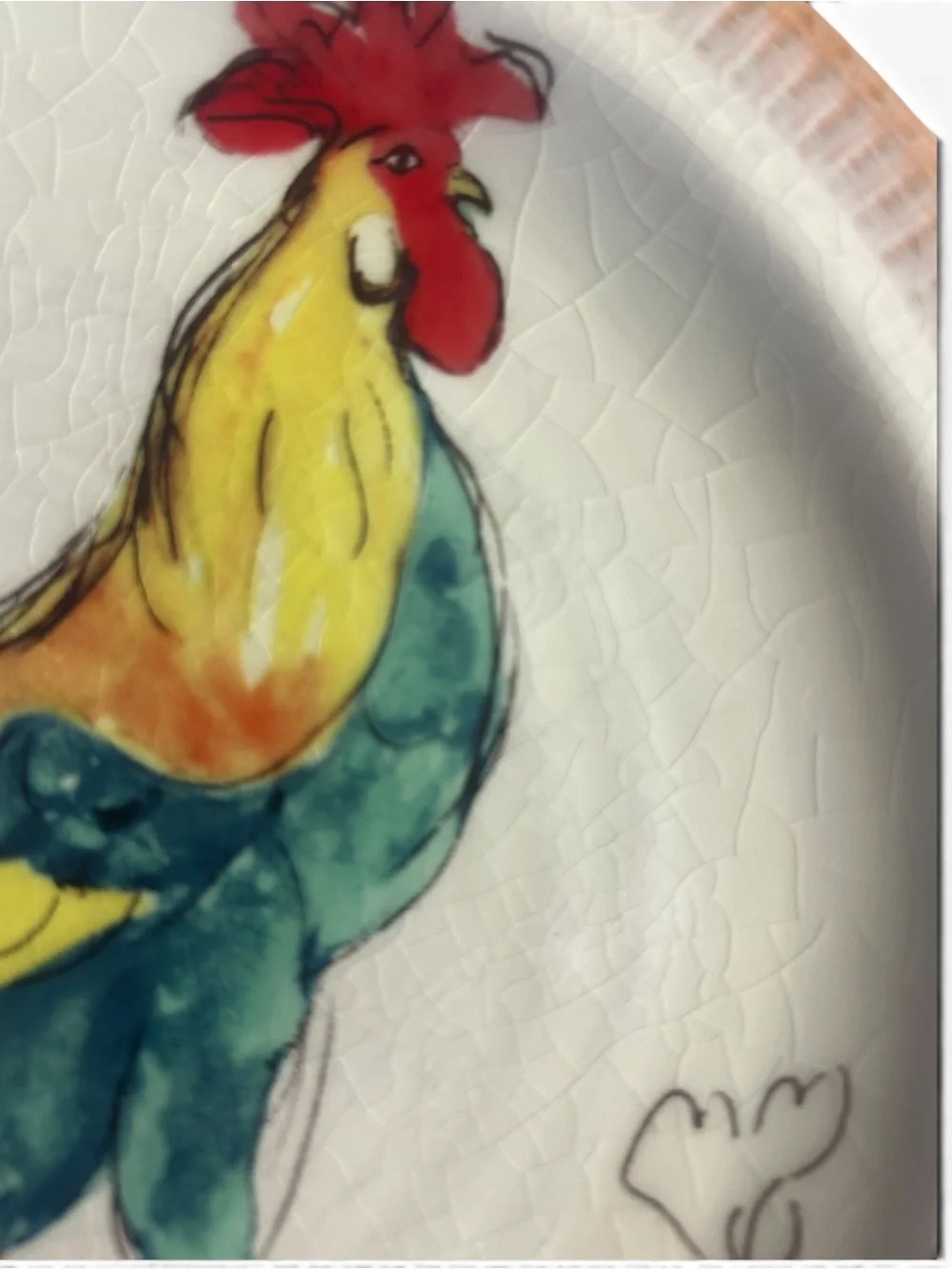 Pottery Barn Bon Kiva Rooster Salad Plates 9.5” Set of 4 Farmhouse